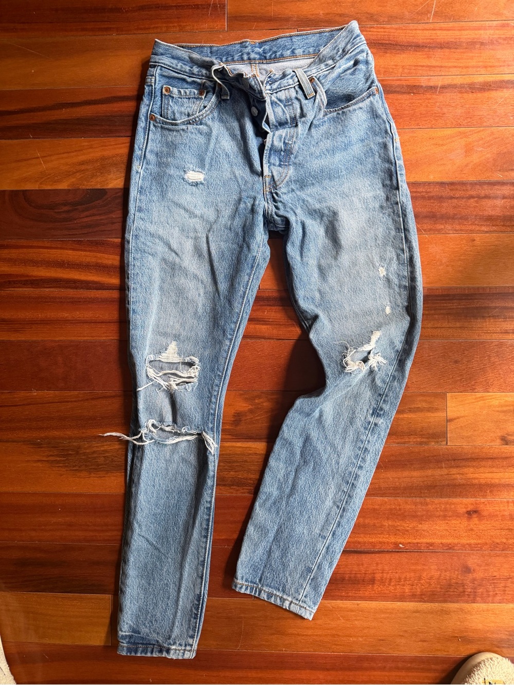 Levi's Light Blue Distressed Ankle Crop Jeans